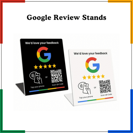 Nfc &Amp; Qr Google Review Stands – Easy Feedback Collection - Black And White